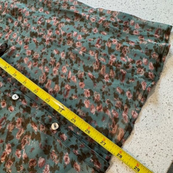 Sanctuary Green Floral Blouse with Ruffled Neck, Size Medium - Picture 4 of 6